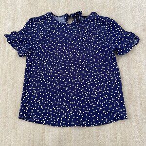 Papermoon Stitch Fix Tie Back Polka Dot Blouse Top S Blue